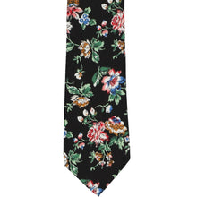 Load image into Gallery viewer, Colorful unrolled black floral pattern narrow tie