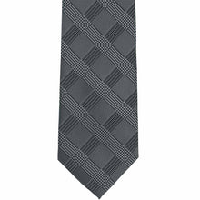 Load image into Gallery viewer, Black and gray plaid extra long necktie, flat front view