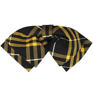 Black and gold plaid floppy bow tie