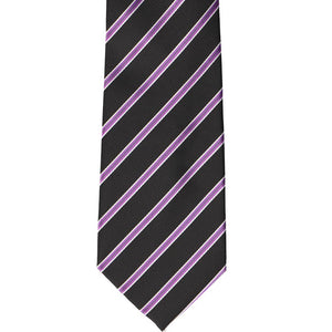 Black and purple pencil striped tie, front view