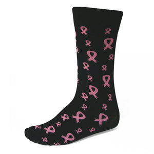 Black breast cancer awareness socks with pink ribbons