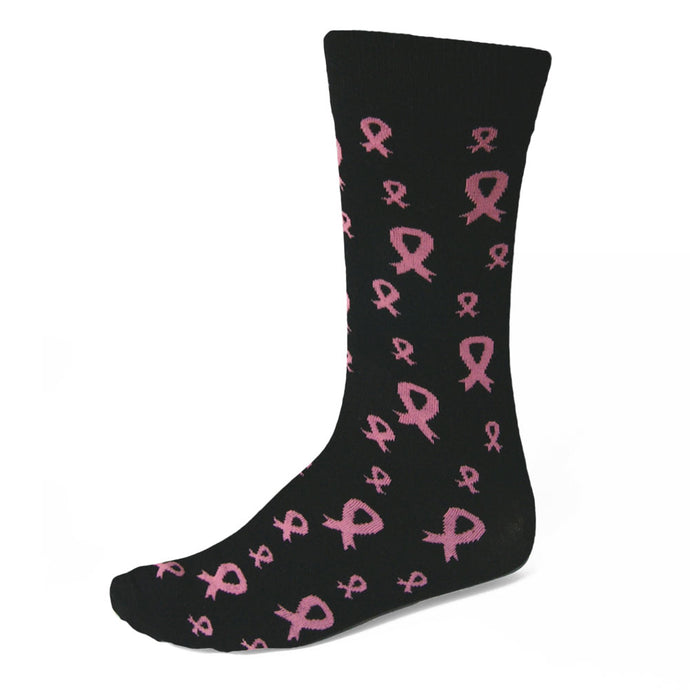 Black breast cancer awareness socks with pink ribbons