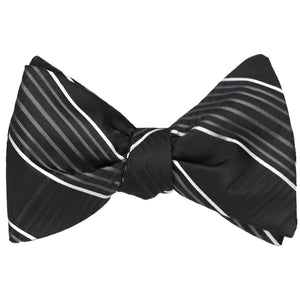 A tied self-tie bow tie in a black plaid pattern