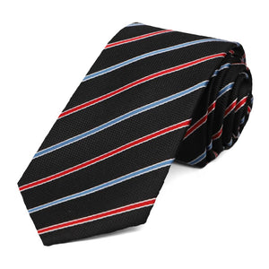 Black Stanley Striped Slim Necktie