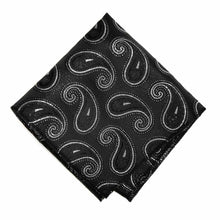 Load image into Gallery viewer, Black and Silver Berkshire Paisley Pocket Square