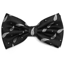 Load image into Gallery viewer, Black and Silver Fairport Paisley Bow Tie