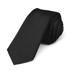 Black Skinny Woven Staff Tie, 2" Width