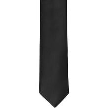 Load image into Gallery viewer, The front of a black skinny tie, laid out flat