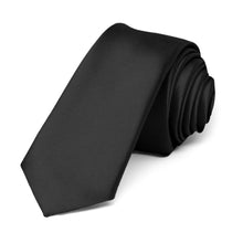 Load image into Gallery viewer, Black Premium Skinny Necktie, 2&quot; Width