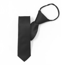 Load image into Gallery viewer, Skinny Black Solid Color Zipper Tie