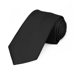 Black Premium Slim Necktie, 2.5" Width