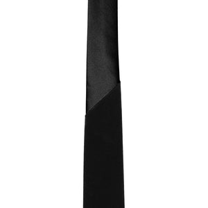 The point on a velvet necktie where the velvet material transitions to a satin collar