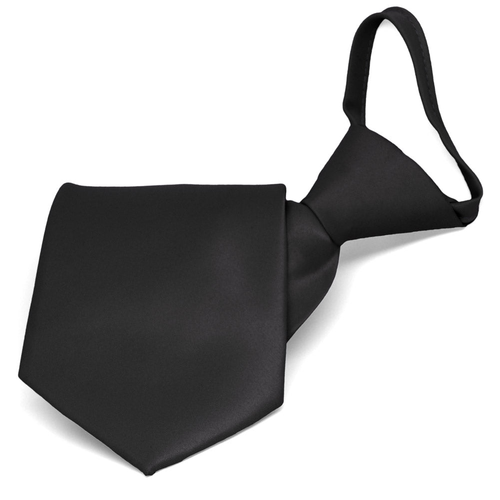 Thedappertie Men's Black Solid Color Pre-tied Clip On Neck Ties