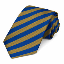 Load image into Gallery viewer, Blue and old gold striped tie