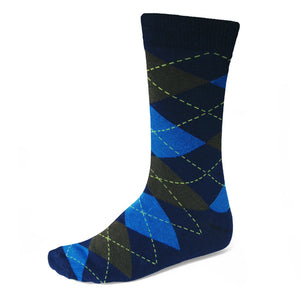 Dark blue and gray argyle dress socks for men