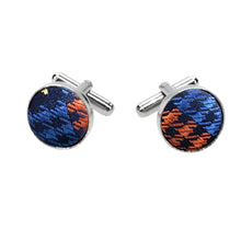 Load image into Gallery viewer, Blue Houndstooth Pattern Fabric Cufflinks