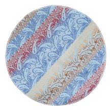 Load image into Gallery viewer, Blue, red and brown paisley striped pocket round