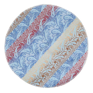 Blue, red and brown paisley striped pocket round