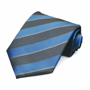 blue and silver striped pattern tie