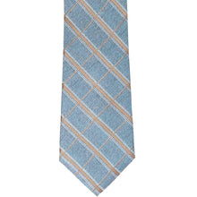 Load image into Gallery viewer, The front of a blue and tan plaid tie