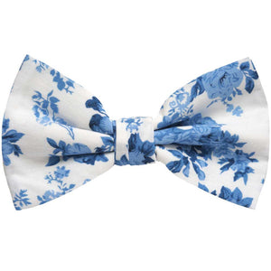 Men's blue and white pre-tied bow tie