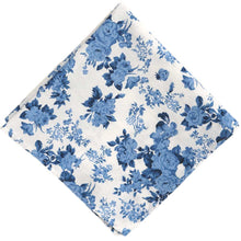Load image into Gallery viewer, Blue and white floral pocket square