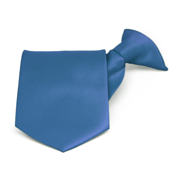 Blue Solid Color Clip-On Tie