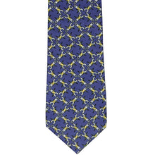 Load image into Gallery viewer, Blue necktie, front view, with a wrench and electricity bolt design
