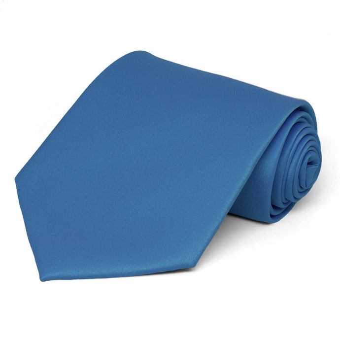 Blue Extra Long Solid Color Necktie
