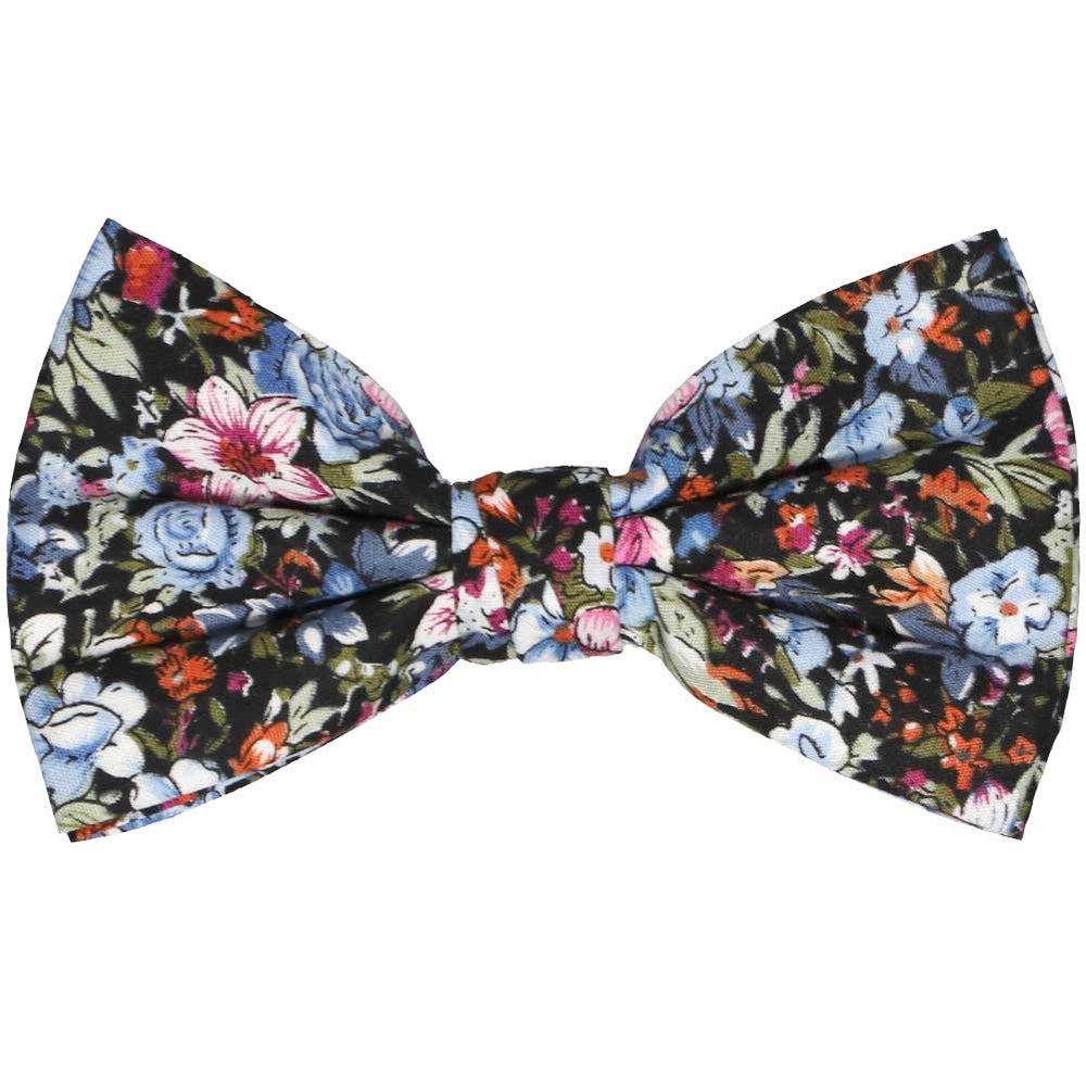 Blue floral cotton bow tie