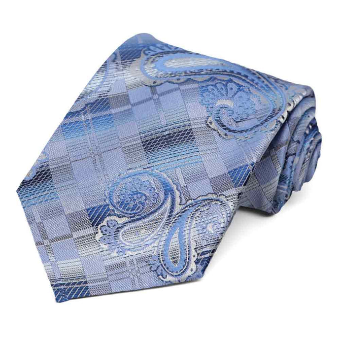 Ice Blue Cascade Paisley Necktie