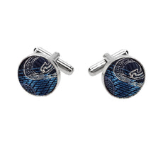 Load image into Gallery viewer, Blue Pattern Fabric Cufflinks