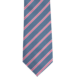Front view of a blue pencil striped tie
