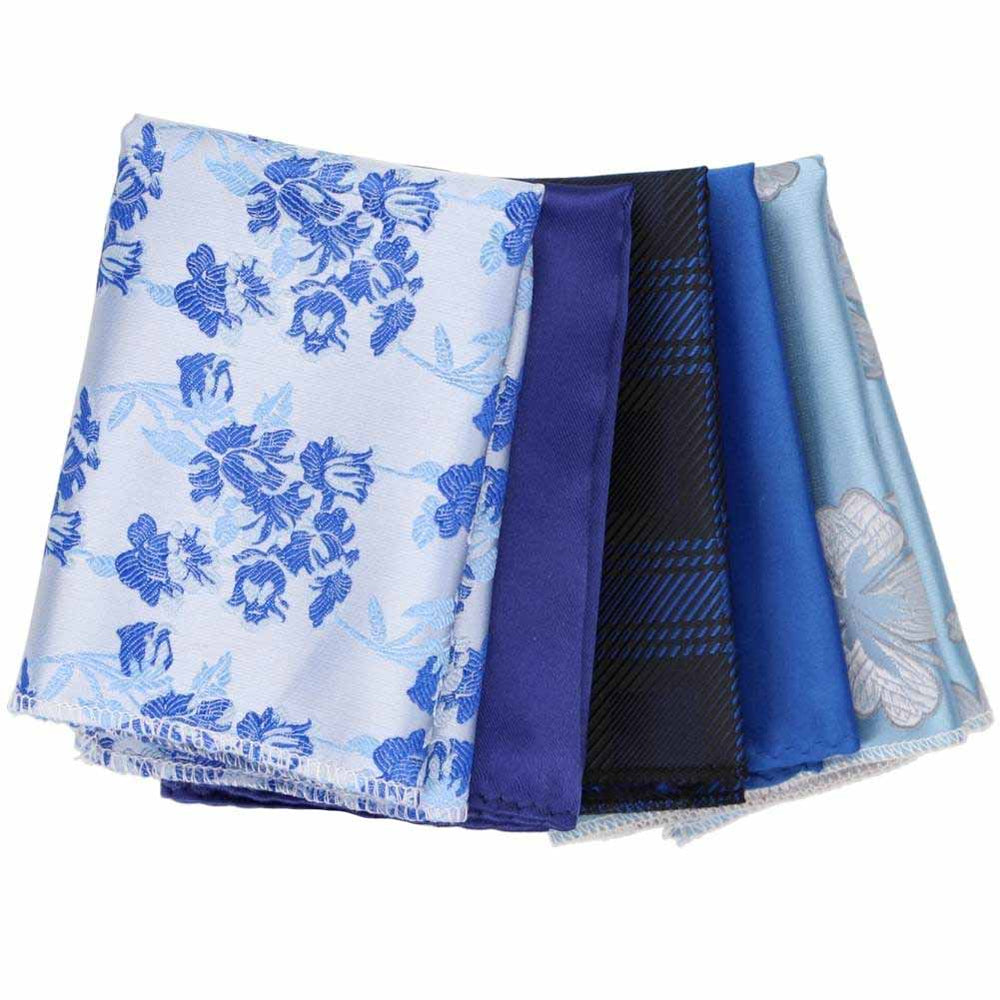 Assorted Blue Pocket Squares, 5-Pack | Shop at TieMart – TieMart, Inc.