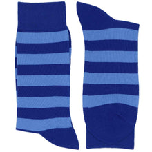 Load image into Gallery viewer, A pair of folded socks in royal blue and blue stripes