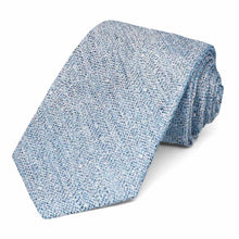 Load image into Gallery viewer, Blue stonewashed tie, rolled to show woven texture