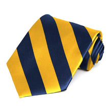 Load image into Gallery viewer, Blue Velvet and Golden Yellow Striped Tie