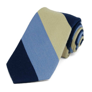 Blue Senator Stripe Wool/Silk Necktie, 3" Width