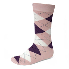 Load image into Gallery viewer, Men&#39;s Blush Pink and Eggplant Purple Argyle Socks