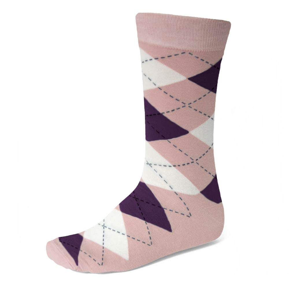 Men's Blush Pink and Eggplant Purple Argyle Socks