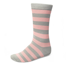 Load image into Gallery viewer, A blush pink and gray striped crew sock