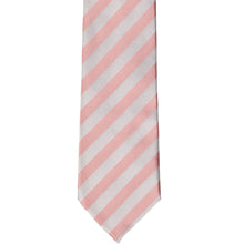 Load image into Gallery viewer, Front view of a blush pink and gray textured striped tie