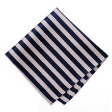 Load image into Gallery viewer, Blush Pink and Navy Blue Formal Striped Pocket Square