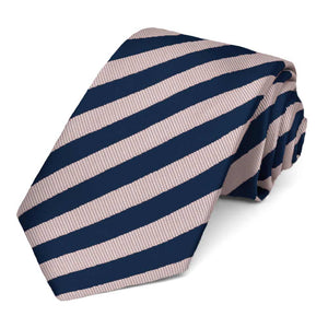 Blush Pink and Navy Blue Formal Striped Tie