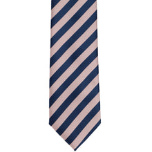 Load image into Gallery viewer, Front bottom view blush pink and navy blue striped tie