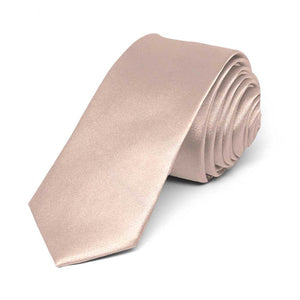 Blush Pink Skinny Solid Color Necktie, 2" Width