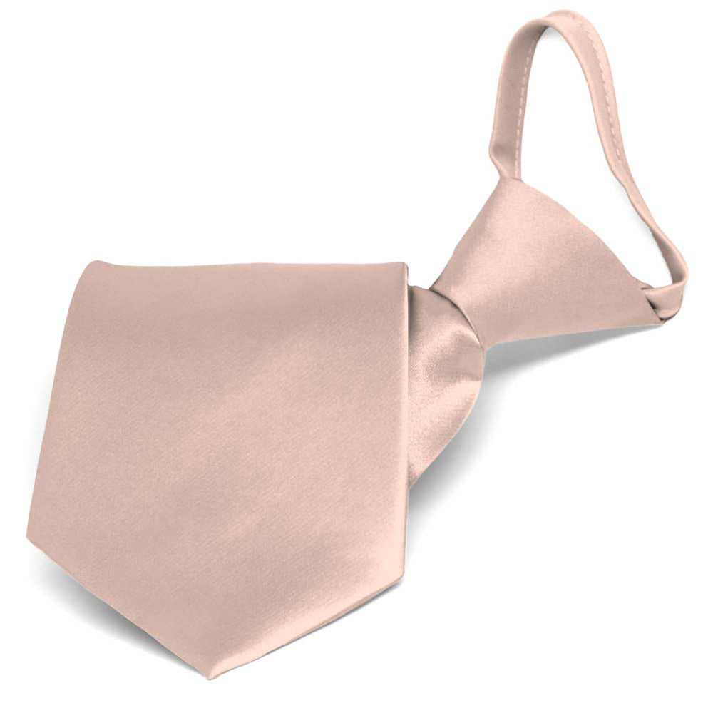 Blush Pink Solid Color Zipper Tie