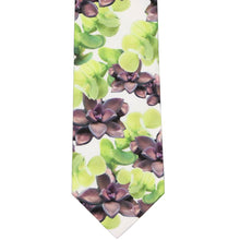 Load image into Gallery viewer, Flat view of a botanical themed necktie