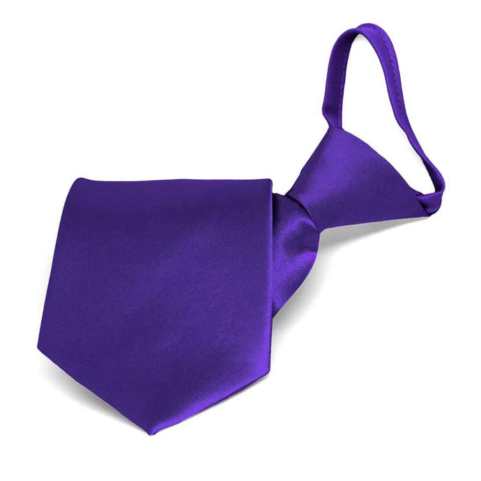 Boys' Amethyst Purple Solid Color Zipper Tie