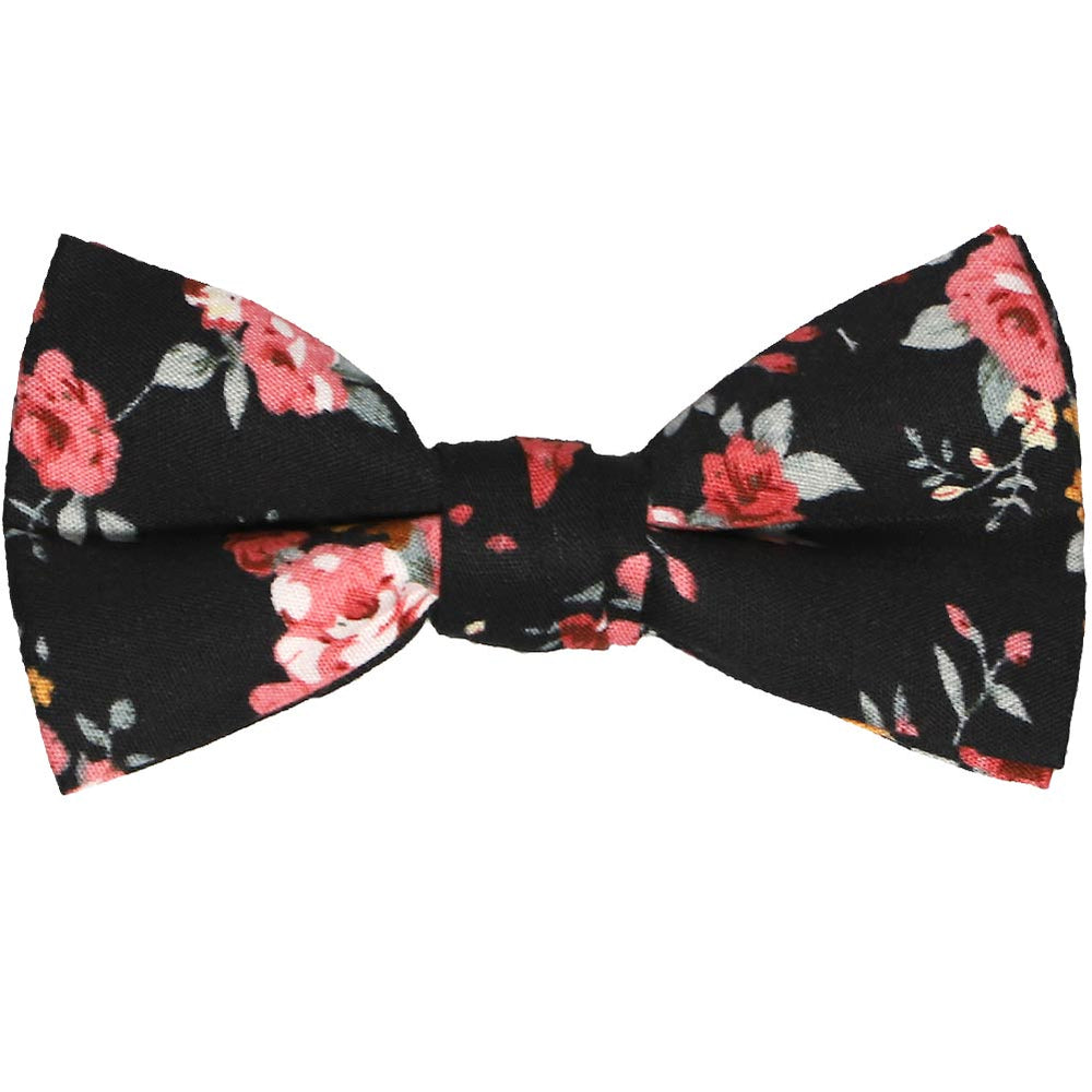 Boys coral and black floral bow tie